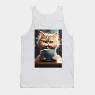 Funny Cat Drinking Tank Top